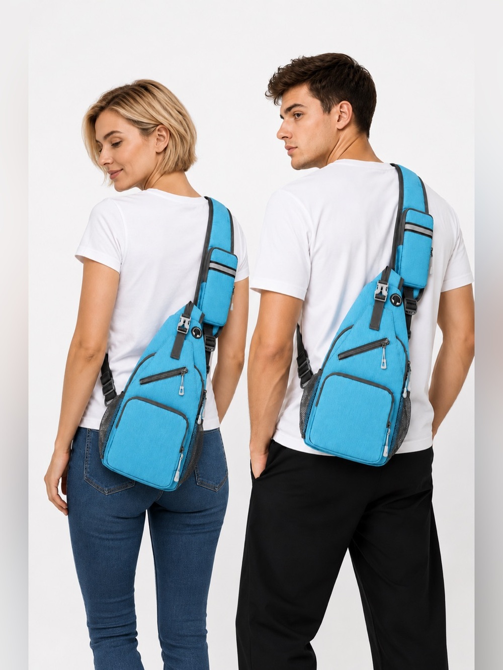 Blue Crossbody Sling Backpack | Lightweight Multi-Pocket Travel Day Bag | New